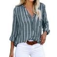 thumbnail image 1 of Womens Spring Summer Shirts Button Solid Crew Neck Shirts for Women, 1 of 4