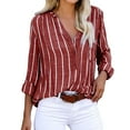 thumbnail image 1 of Womens Spring Summer Shirts Button Solid Crew Neck Shirts for Women, 1 of 4