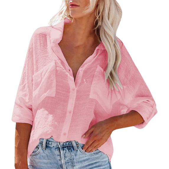 Womens Spring Summer Shirts Mesh Button Down Sexy Top Long Sleeve Shirts for Women