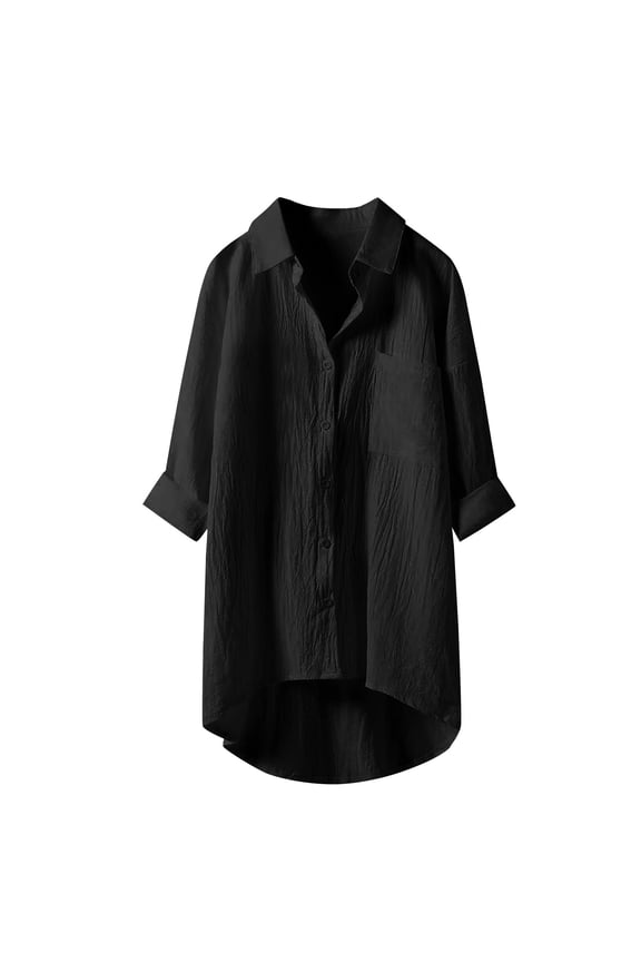 Womens Spring Summer Shirts Muslin Blouse Cotton Linen Long Sleeve V Neck Elegant Tops Loose Casual Plain Oversize Linen Down Lightweight Long Shirts for Women