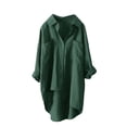 thumbnail image 1 of Womens Spring Summer Shirts Pattern Printed Lapel Neck Casual Cotton Linen Long Sleeve Shirts for Women, 1 of 4