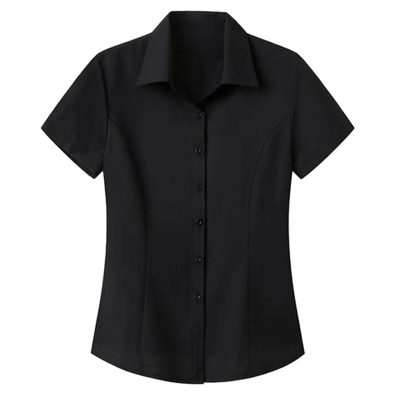 Womens Spring Summer Shirts Solid Color Casual Short Sleeve Slim Shirts for Women