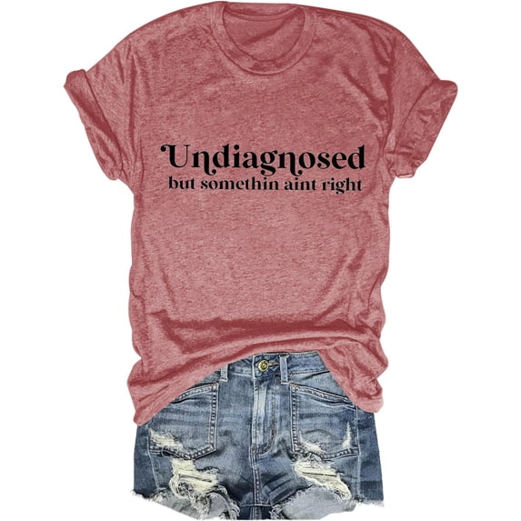 Womens Spring Tops Crewneck Casual Regular Fit T-Shirt Letter Print Short Sleeve Basic Tees