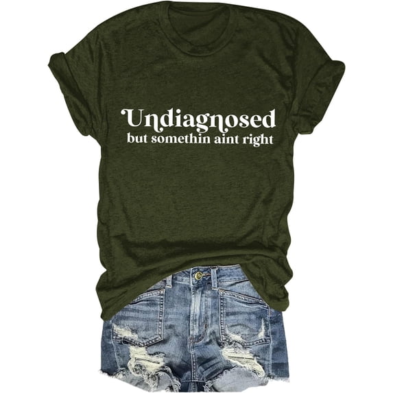 Womens Spring Tops Crewneck Casual Regular Fit T-Shirt Letter Print Short Sleeve Basic Tees