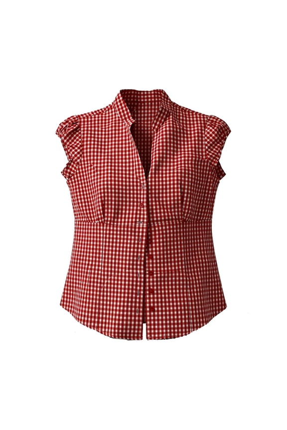 Womens Spring Tops Spicy Button Down Waistband Sleeveless Shirt Casual Solid Color Tunic Tops Collared Blouse for Teen Girls Youth