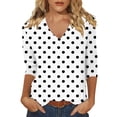 thumbnail image 1 of Womens Spring Tops Striped Print 2026 Summer Dressy Casual 3/4 Sleeve V-Neck Shirts Business Work Classic Fit Outfits Y2k Clothes, 1 of 4