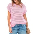 thumbnail image 1 of Womens Spring Tops Summer Shirts Crochet Cap Sleeve Sweater Pullover Cute Crew Neck Beach Cover Ups Pink XL, 1 of 8