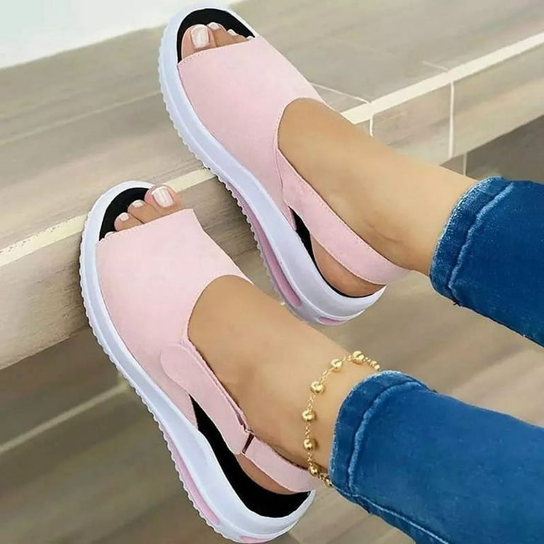 Womens Spring Trends!AXXD Cute Slippers for Women,Open Toe Ankle Strap  Sandals Beach Shoes For Girls New Arrival Size 4 