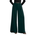 thumbnail image 1 of Womens Spring Wide Leg Trousers Loose Pleated Long Flowy Palazzo Work Pants with Pockets Dark Green XL, 1 of 8