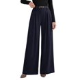 thumbnail image 1 of Womens Spring Wide Leg Trousers Loose Pleated Long Flowy Palazzo Work Pants with Pockets XL, 1 of 10