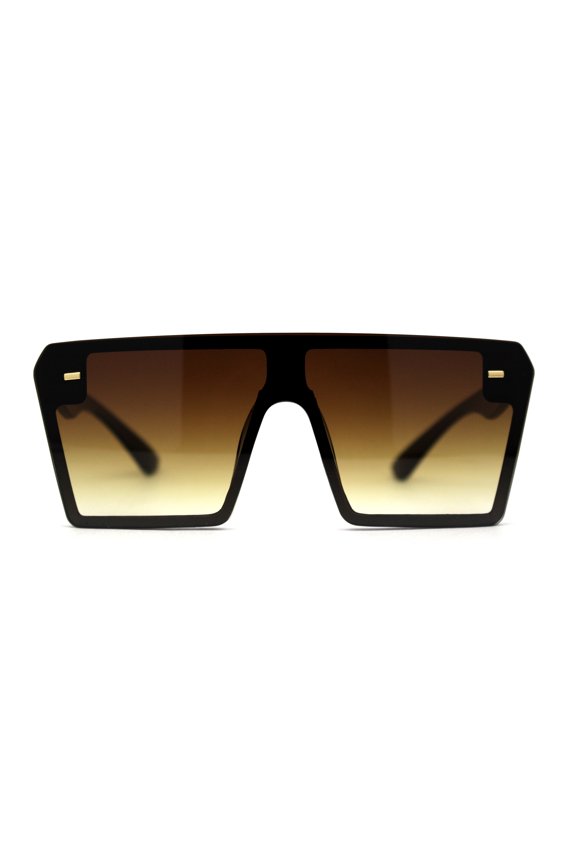 Womens Square Flat Top Racer Exposed Lens Boyfriend Sunglasses All Brown