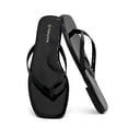 thumbnail image 1 of Womens Square Flip Flops, Patent Leather Flat Sandals with Memory Foam Insole, Non-Slip Lightweight Minimalist Open Toe Summer Vacation Dressy Beach Essentials Slippers, 1 of 7