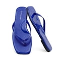 thumbnail image 1 of Womens Square Flip Flops, Patent Leather Flat Sandals with Memory Foam Insole, Non-Slip Lightweight Minimalist Open Toe Summer Vacation Dressy Beach Essentials Slippers, 1 of 7
