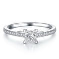 thumbnail image 1 of Womens Square Four-Claw Simulated Diamond Ring, Simple Fashion Copper Geometric Ring for Women, 1 of 8