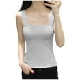 thumbnail image 1 of Womens Square Neck Double Layered Tank Top, Women's Sleeveless Double-Layer T Shirts, 1 of 4