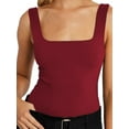 thumbnail image 1 of Womens Square Neck Fitted Tank Tops Double Layer Seamless Slim Fit Shirts 2025 Basic Spring Summer Red S, 1 of 9