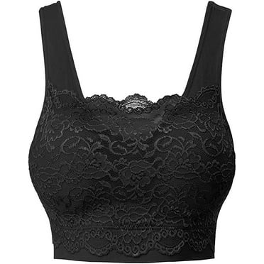 Womens Square Neck Lace Sports Bra Wireless Full Coverage Push Up Full Coverage Bras Solid Color Casual Sexy Comfort Bra