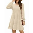 thumbnail image 1 of Womens Square Neck Long Sleeve Fall Dresses Casual Babydoll Sweater Dress  S, 1 of 6