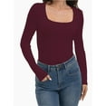 thumbnail image 1 of Womens Square Neck T Shirts Long Sleeve Tops Fitted Tees, 1 of 6