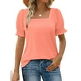 thumbnail image 1 of Womens Square Neck T Shirts Ruffle Trim Sleeve Casual Fashion Summer Tops, 1 of 5