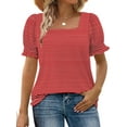 thumbnail image 1 of Womens Square Neck T Shirts Ruffle Trim Sleeve Casual Fashion Summer Tops, 1 of 5