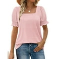 thumbnail image 1 of Womens Square Neck T Shirts Ruffle Trim Sleeve Casual Fashion Summer Tops, 1 of 5