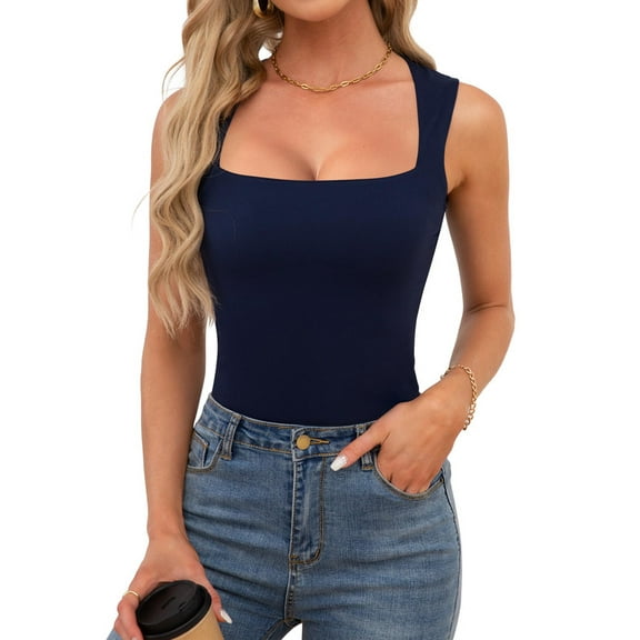 Womens Square Neck Tank Tops Dressy Summer Sleeveless Shirts Sexy Going Out Fitted Trendy Tops T Shirts Blouses