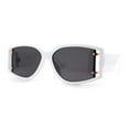 thumbnail image 1 of Womens Square Plastic Rectangular Retro Mod Sunglasses White Black, 1 of 4