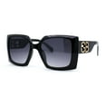 thumbnail image 1 of Womens Square Rectangle Mod Chunky Plastic Butterfly Designer Sunglasses Black Smoke, 1 of 4
