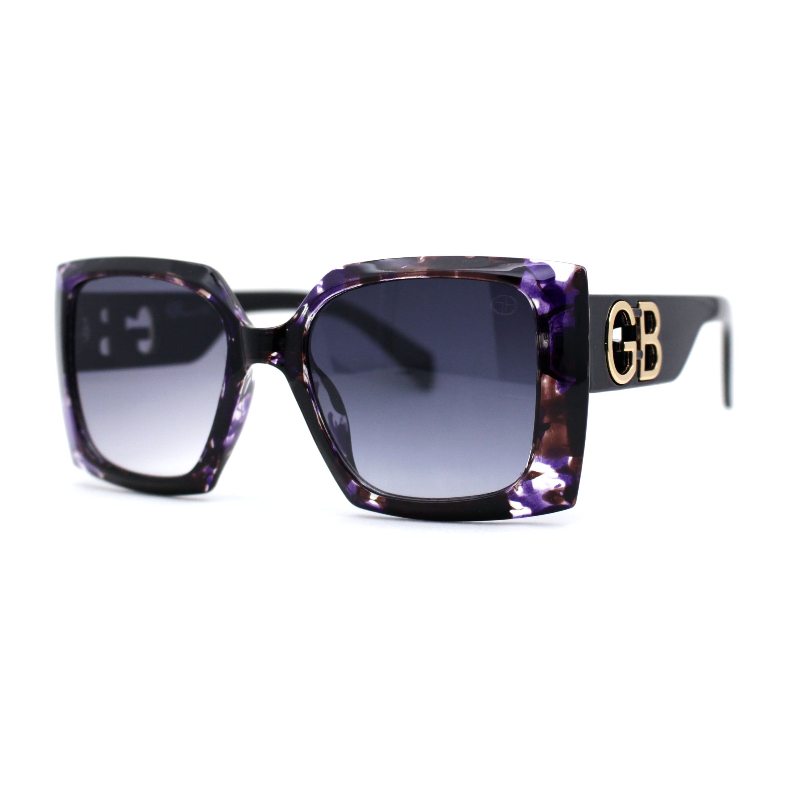 Purple Chunky Square Sunglasses   White Thick Hipster Rectangle Tinted Sunglasses with Medium  main image 4