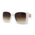 thumbnail image 1 of Womens Square Rectangle Mod Chunky Plastic Butterfly Designer Sunglasses White Brown, 1 of 4