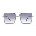 thumbnail image 1 of Womens Square Rhinestone Rectangle Jewel Metal Rim Diva Sunglasses Silver Smoke, 1 of 4