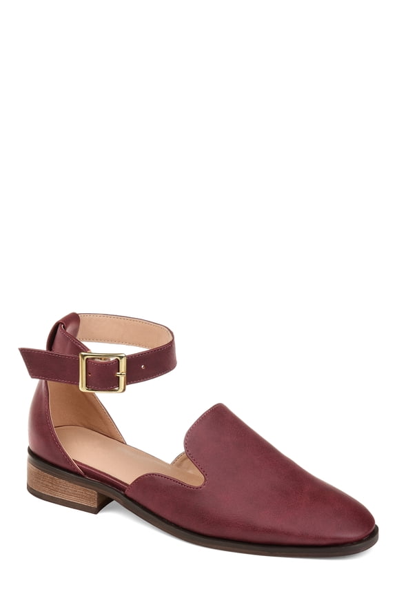 Womens Square Toe Ankle Strap Flat