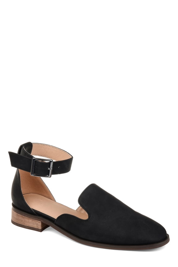 Womens Square Toe Ankle Strap Flat