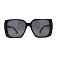 thumbnail image 1 of Womens Squared Butterfly Minimal Rectangular Chic Plastic Sunglasses All Black, 1 of 4