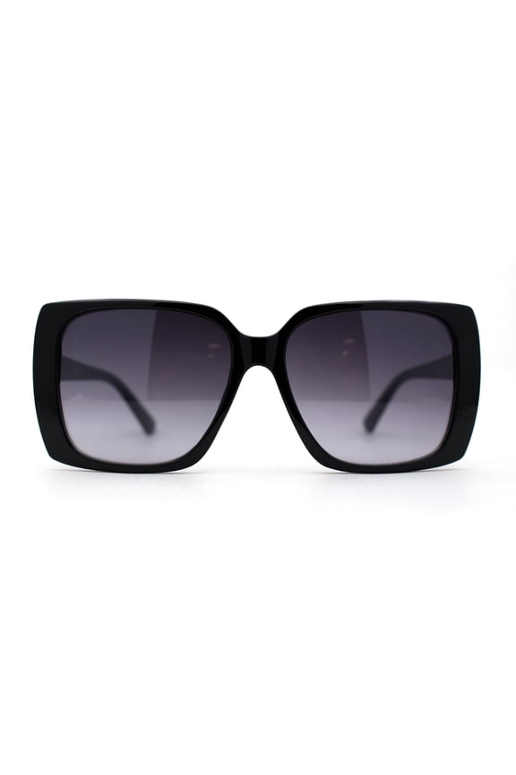 Womens Squared Butterfly Minimal Rectangular Chic Plastic Sunglasses Black Smoke
