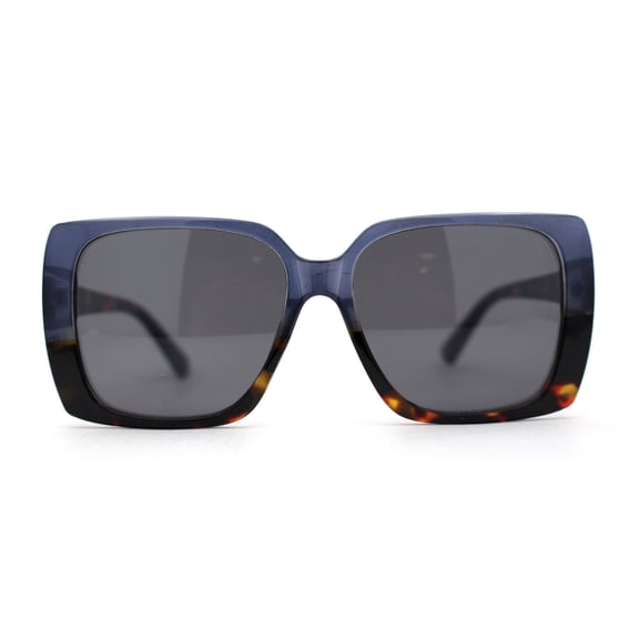 Womens Squared Butterfly Minimal Rectangular Chic Plastic Sunglasses Blue Tortoise