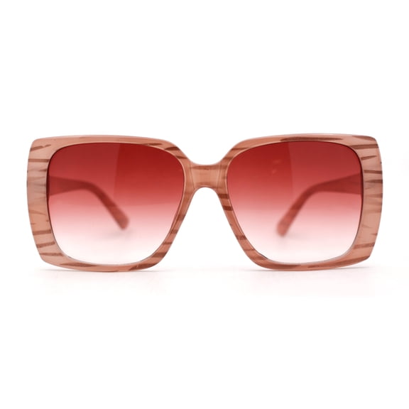 Womens Squared Butterfly Minimal Rectangular Chic Plastic Sunglasses Pink Wood Burgundy
