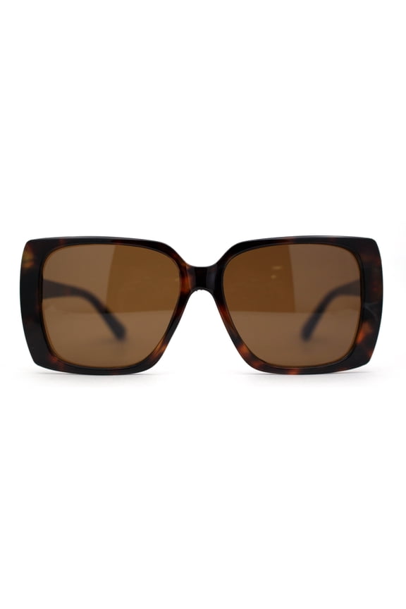 Womens Squared Butterfly Minimal Rectangular Chic Plastic Sunglasses Tortoise Brown