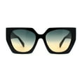 thumbnail image 1 of Womens Squared Butterfly Oversize Cat Eye Retro Sunglasses Black Green Orange, 1 of 4