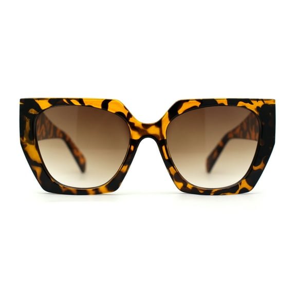 Womens Squared Butterfly Oversize Cat Eye Retro Sunglasses Tortoise Brown