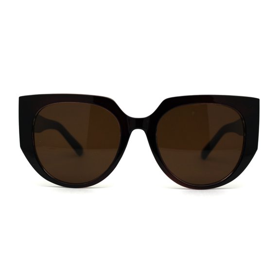Womens Squared Designer Plastic Butterfly Chic Sunglasses All Brown