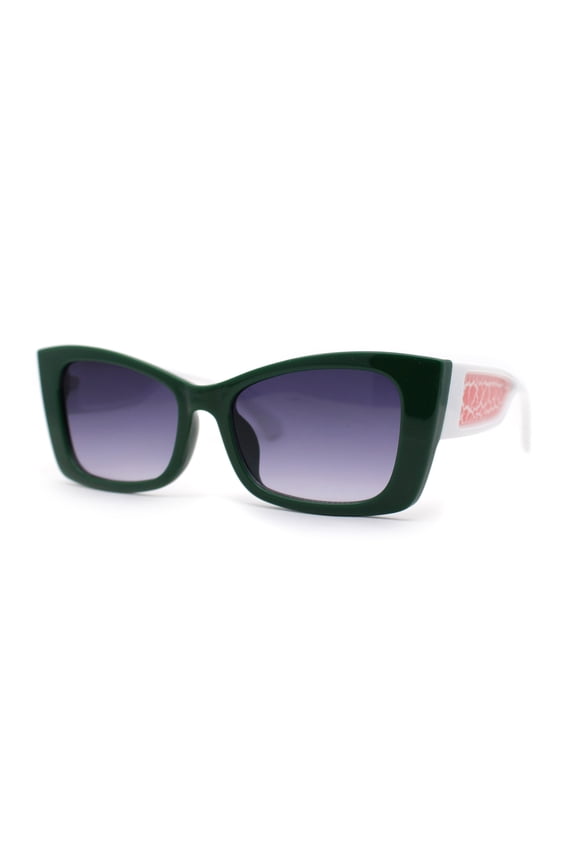Womens Squared Gothic Cat Eye Mod Plastic Sunglasses Green White Smoke