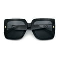 thumbnail image 1 of Womens Squared Half Rim Exposed Lens Plastic Butterfly Fashion Sunglasses All Black, 1 of 8