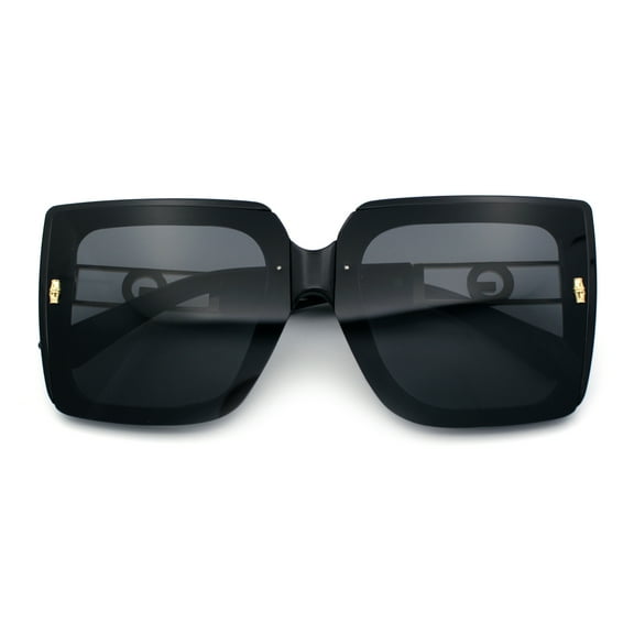 Womens Squared Half Rim Exposed Lens Plastic Butterfly Fashion Sunglasses All Black