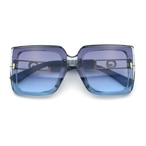 Womens Squared Half Rim Exposed Lens Plastic Butterfly Fashion Sunglasses All Blue