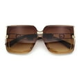 thumbnail image 1 of Womens Squared Half Rim Exposed Lens Plastic Butterfly Fashion Sunglasses Beige - Brown, 1 of 1