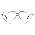 thumbnail image 1 of Womens Squared Heart Shape Metal Rim Clear Lens Eye Glasses Silver, 1 of 4