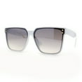 thumbnail image 1 of Womens Squared Horn Rim Inset Lens Oversized Rectangle Sunglasses White Grey Mirror, 1 of 4