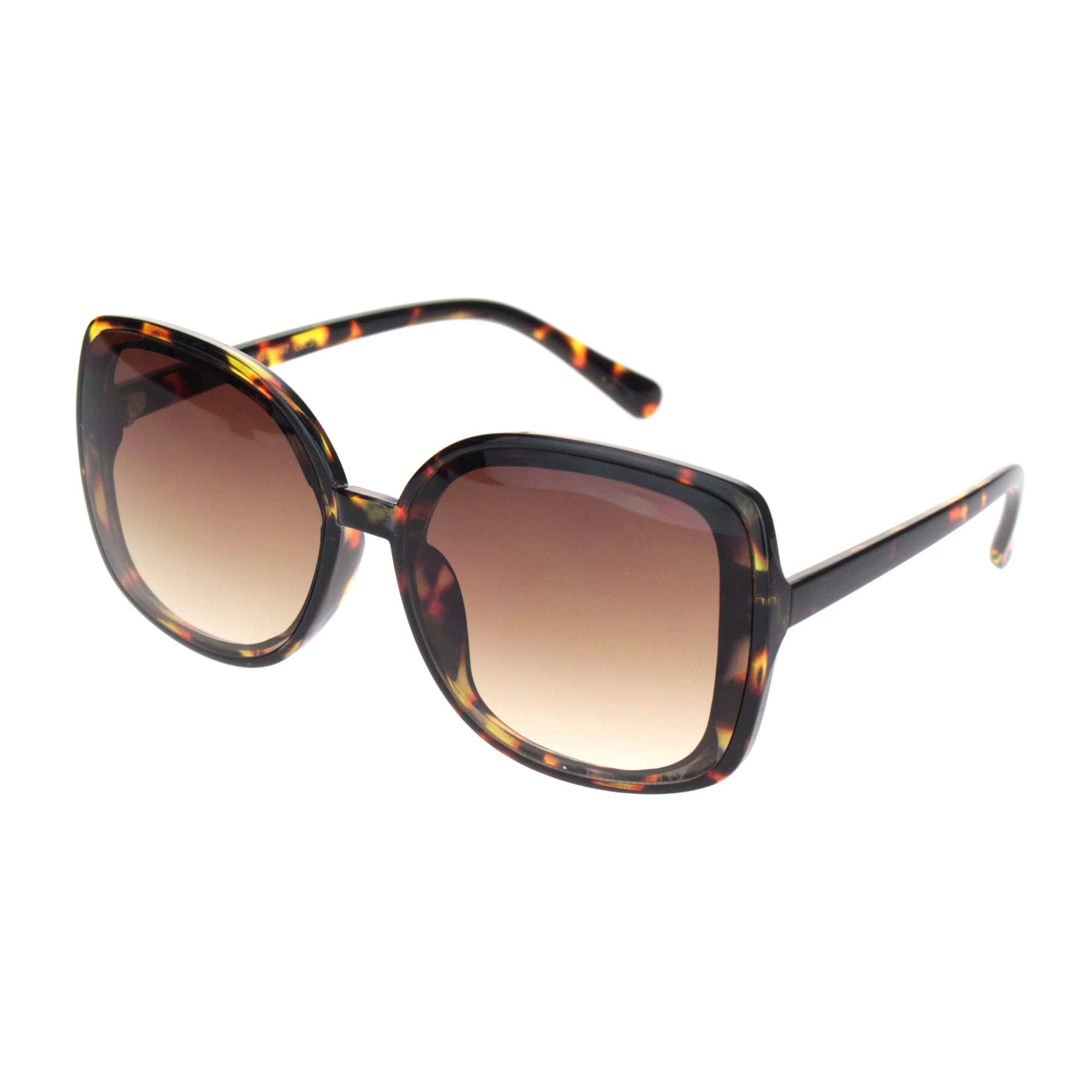 Womens Squared Horn Rim Luxury Panel Lens Sunglasses 